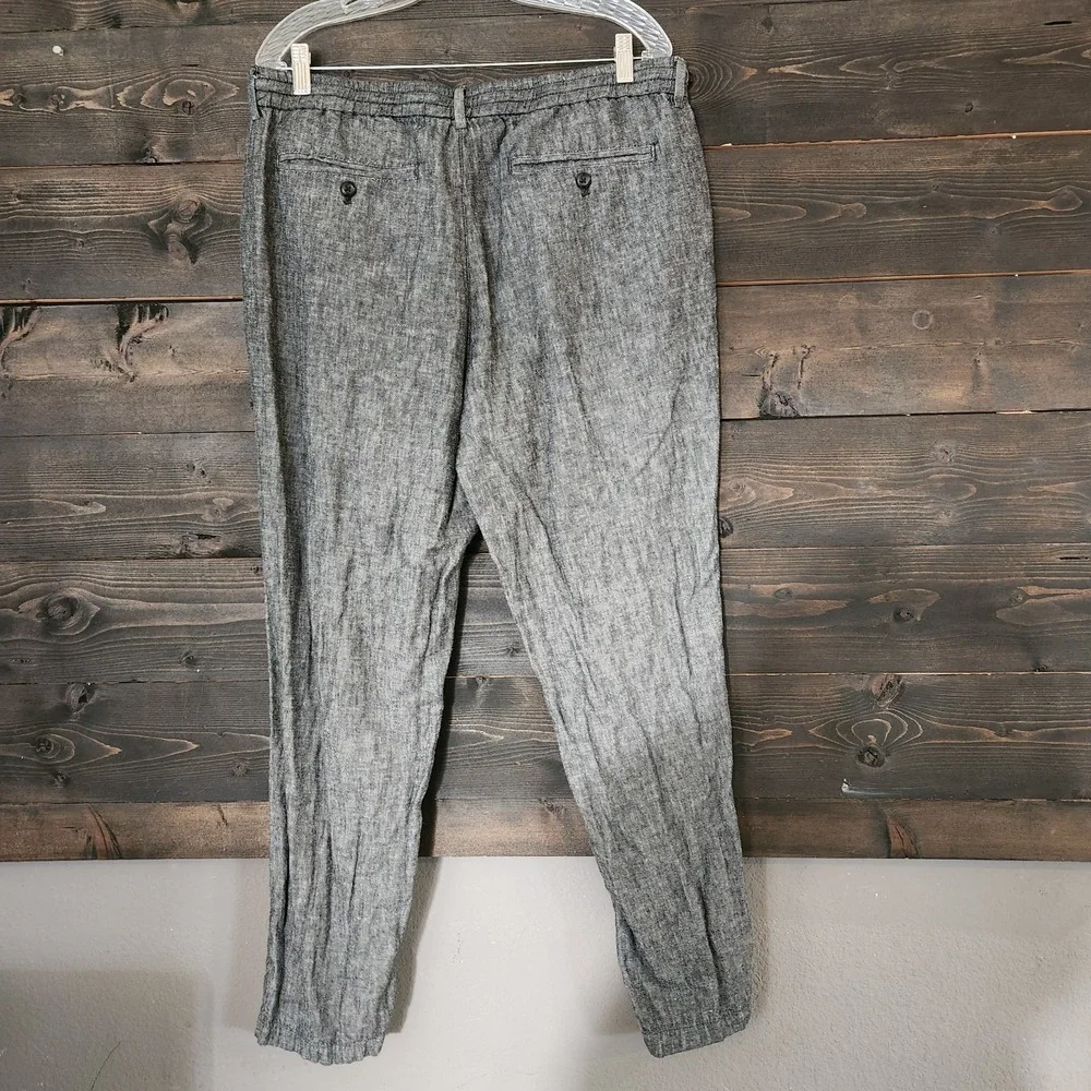 Banana Republic Linen‎ Blend Pants 36x29 Athletic Fit Gray Pull on Drawstring